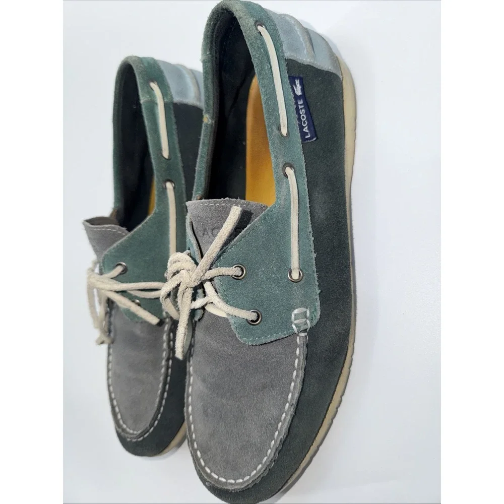 Lacoste Men's Corbon 2 Suede Loafer Boat Shoes Green Gray Size 11.5